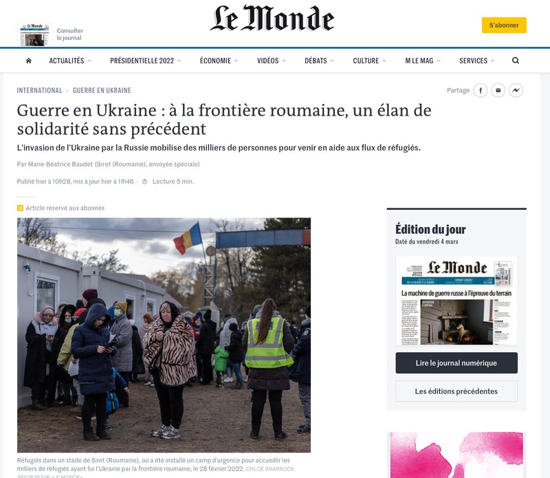 Articolul apoărut marți 2 februarie în Le Monde