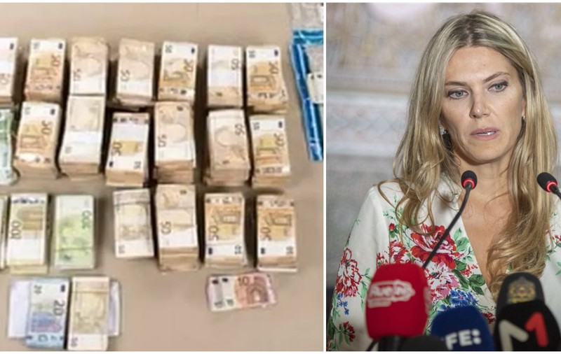 Imagine cu teancurile de bani găsite în casa Evei Kaili, publicată de poliția belgiană