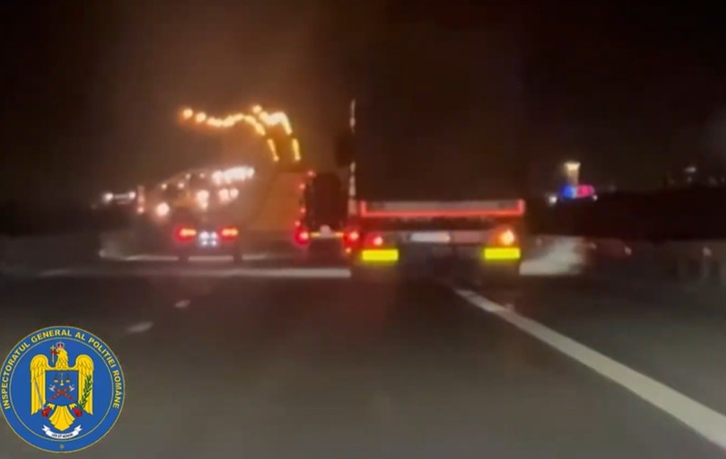 Șofer de TIR surprins în timp ce conducea haotic pe autostradă, în Sibiu: era aproape de comă alcoolică | VIDEO