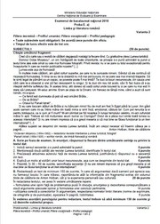 Subiecte BAC 2018 Limba Română - Profil Uman