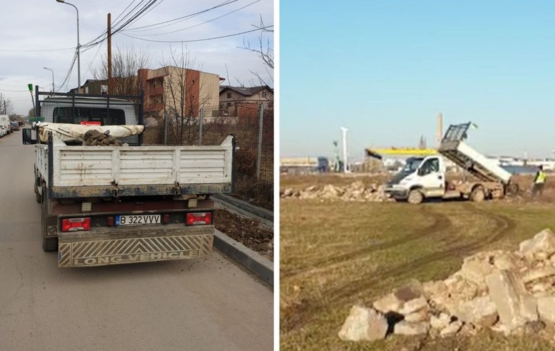 VIDEO EXCLUSIV | Resturi de trotuar și borduri vechi din sectorul 3, aruncate pe câmp și pe un teren viran. Negoiță: „Cine a făcut asta e un prost”