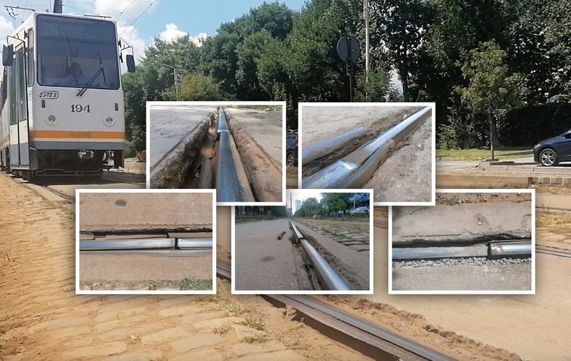 Gropi, șine rupte și segmente lipsă. Imagini cu liniile de tramvai care îi înspăimântă pe bucureștenii care vin la muncă în Pipera: „Mai bine cobor cu două stații înainte”