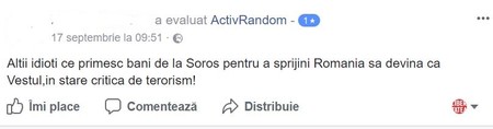 Unii ultilizatori de Facebook au acuzat ActivRandom că primește bani de la George Soroș.