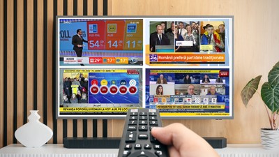 Vod,Service,Screen.,Man,Watching,Tv,With,Remote,Control,In