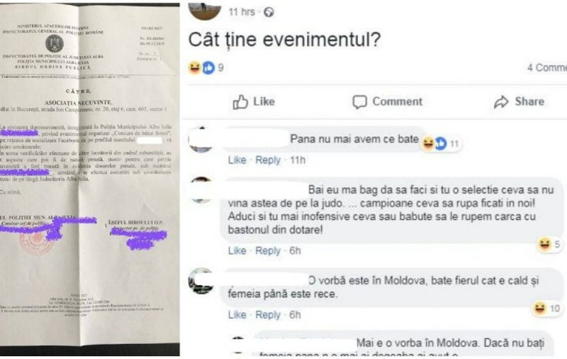 Dosar penal pe numele unui tânăr din Alba care a creat un eveniment pe Facebook cu titlul "Concurs de bătut femei"