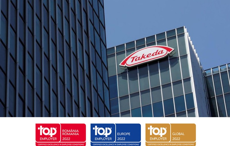 Compania bio-farmaceutică Takeda primește certificarea “Top Employer” pentru al cincilea an consecutiv și pentru prima oară în România