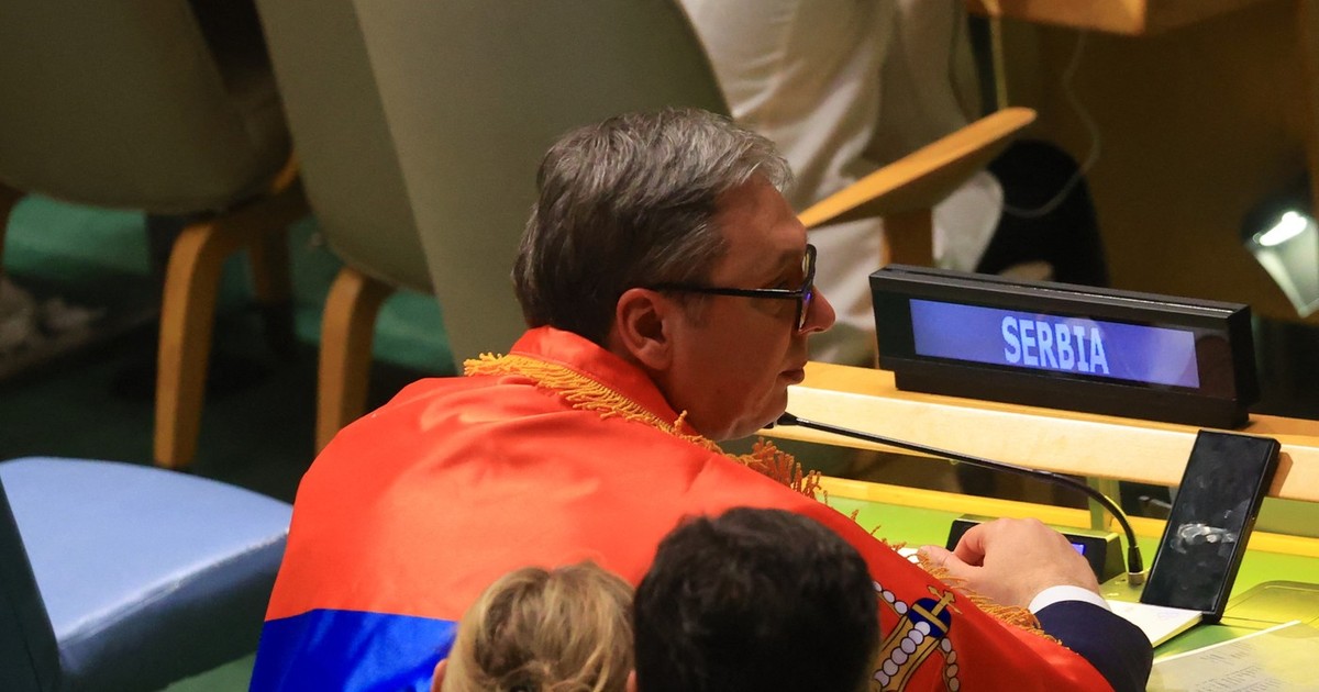 Președintele sârb Aleksandar Vucici în Adunarea Generală a ONU în timpul adoptării rezoluției privind genocidul de la Srebrenița Foto: Profimedia