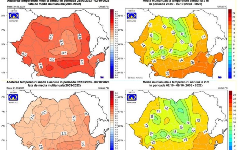 Octombrie, cu „temperaturi mai mari decât cele normale” și cu mai puține ploi. Meteorologii au actualizat prognoza