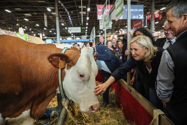 Marine Le Pen, în vizită electorală la un târg agricol | FOTO: EPA
