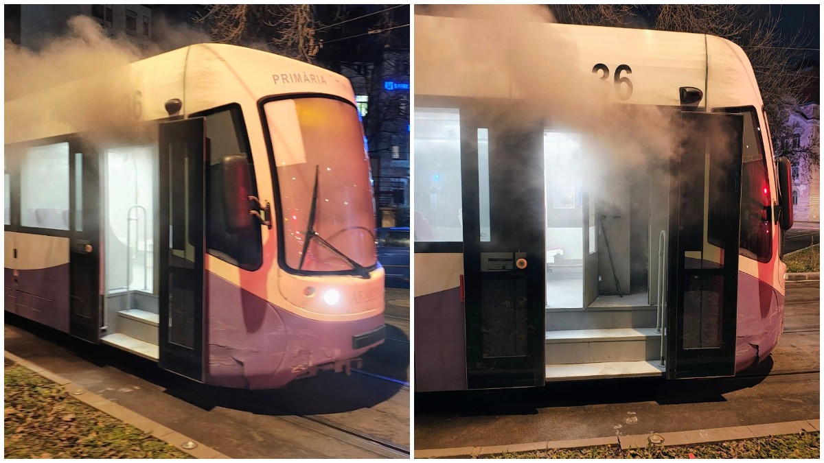 În Timișoara, un tramvai a luat foc, lângă Spitalul de Copii