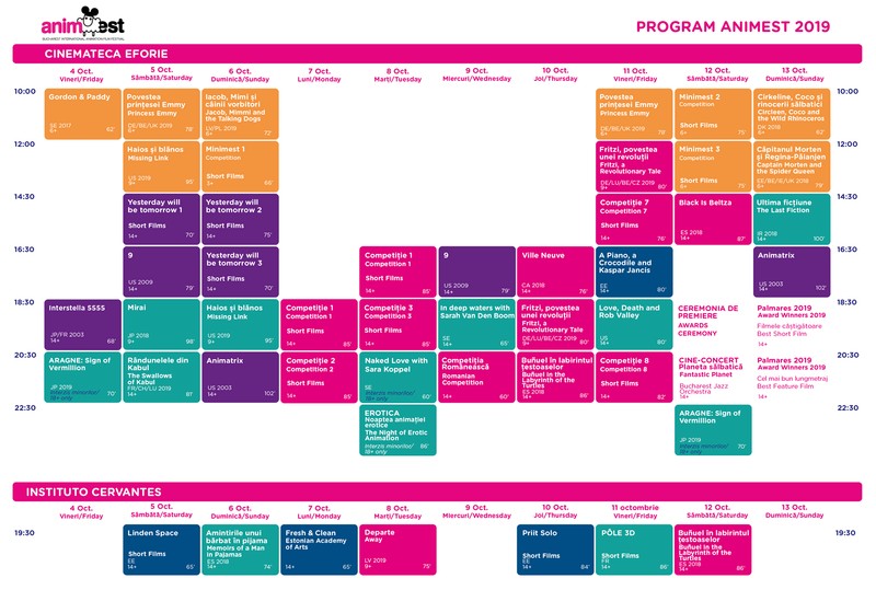 Program Animest 2019 - Cinemateca Eforie
