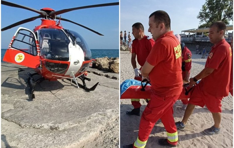 Un tânăr s-a rănit după ce a sărit în mare, la Costinești. A fost preluat de elicopterul SMURD