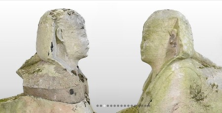 Cele două statui egiptene au fost folosite ani întregi ca ornamente de grădină | Foto: manderauctions.co.uk