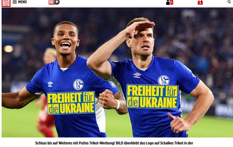 „Libertate pentru Ucraina”, mesajul cu care ziarul german Bild va cenzura imaginile în care apare sponsorul echipei Schalke, compania rusă Gazprom