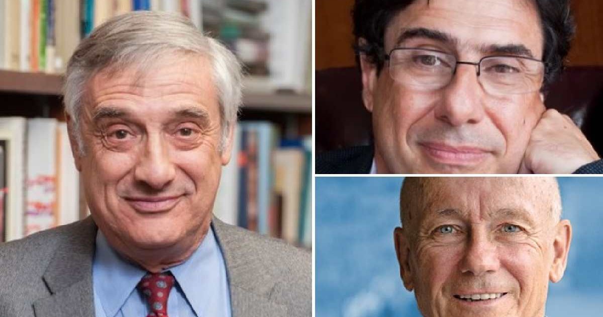 Premiul Nobel pentru economie a fost câștigat de un trio, de la stânga la dreapta: Joel Mokyr, Philippe Aghion și Peter Howitt