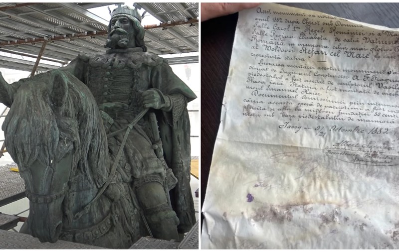 Misterul scrisorii din 1882, găsită în interiorul statuii lui Ștefan cel Mare din Iași, a fost deslușit
