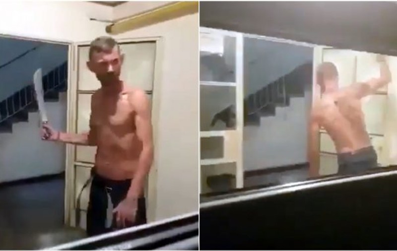 Un bărbat înarmat cu o macetă a făcut prăpăd într-un bloc din Brăila. „Zicea că ne taie cu sabia!”