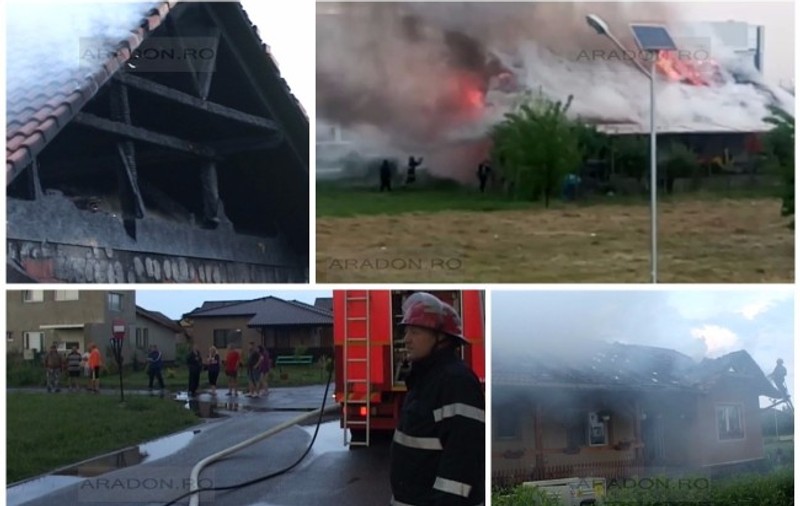 O casă din Arad a fost lovită de fulger. A ars ca o torţă şi s-a făcut scrum
