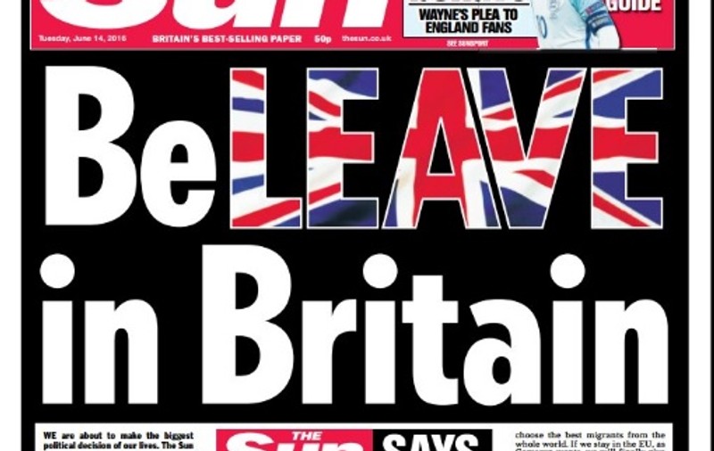 53% dintre britanici sunt favorabili ieşirii din Uniunea Europeană! ”The Sun” își îndeamnă cititorii să voteze BREXIT