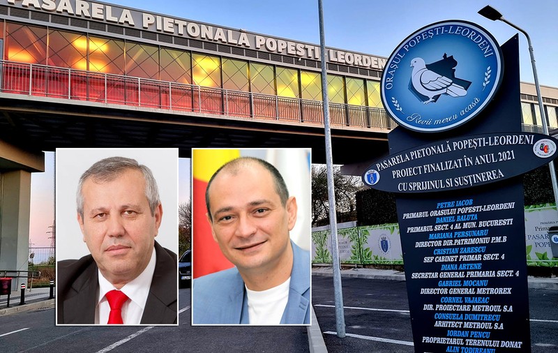 10 primari, șefi de cabinet și directori de la stat s-au pus pe un „totem” ca să se omagieze la împlinirea unui an de la lansarea unei pasarele pietonale