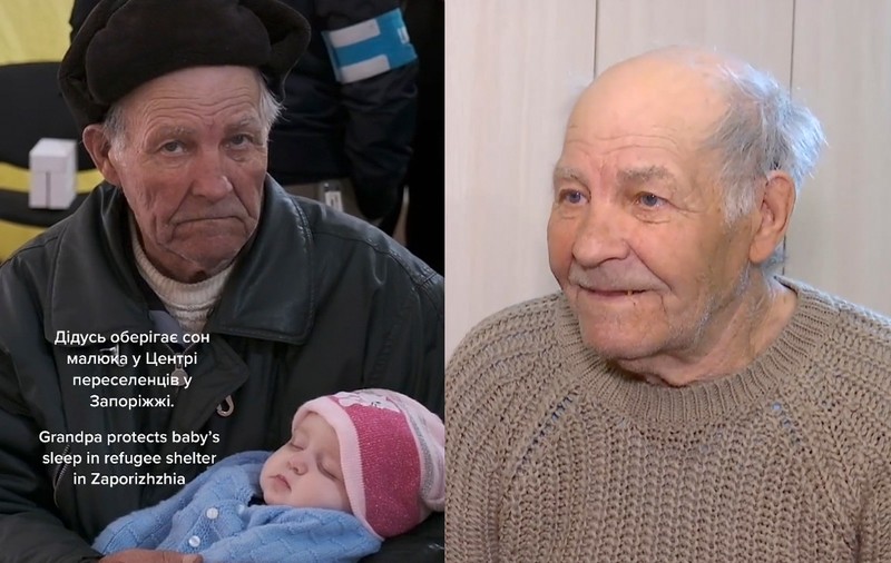Bunicul refugiat care a înduioșat Ucraina după ce a fost filmat legănând nepoțica-bebeluș a dispărut. Unde a fost găsit 