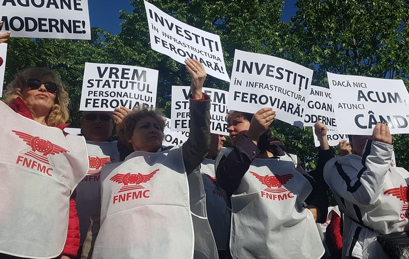 UPDATE. Protest al sindicatelor din căile ferate. 2.000 de ceferiști mărșăluiesc într-un miting, în București / FOTO&VIDEO