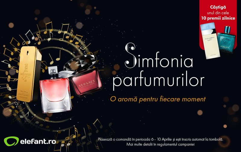Simfonia Parfumurilor – un regal al aromelor fascinante. Cele mai tari prețuri ale lunii, doar pe elefant.ro