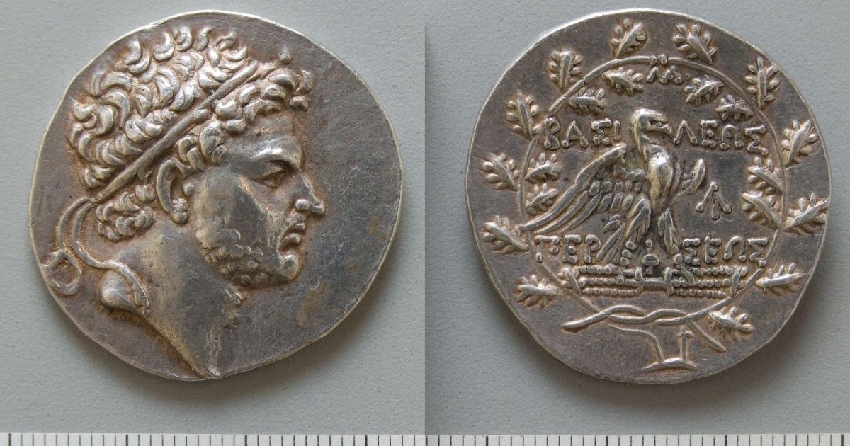 Monedă a lui Perseu, rege al Macedoniei. A domnit între 178–168 î.Hr.