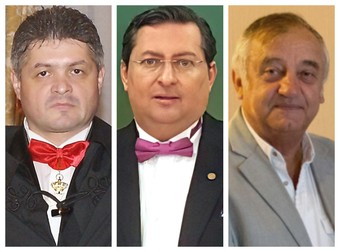 Cătălin Hideg, centru, Florin Secureanu, stânga, și generalul Onișor