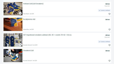 Încălțările Lidl costă între 200 și 370 de lei pe OLX în România