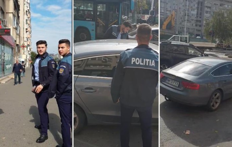 Doi polițiști au fost filmați când și-au parcat neregulamentar mașina: „Știți că încălcați legea? Sunteți polițiști până la urmă”. Reacția Poliției