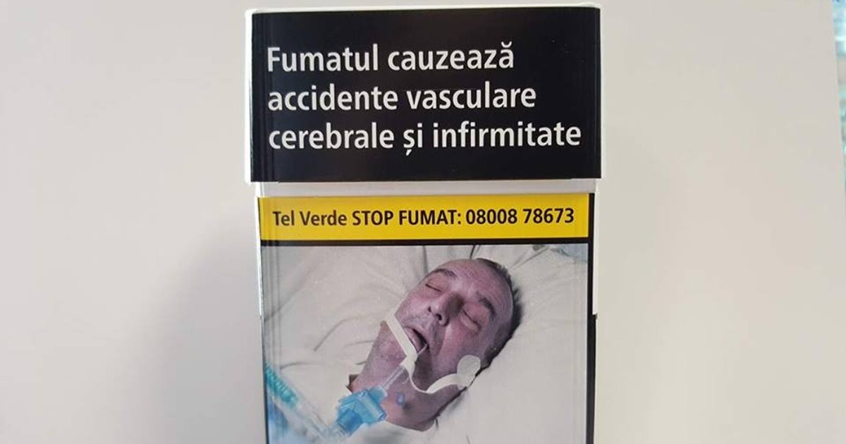 Poza unui român în comă, pe pachetele de țigări