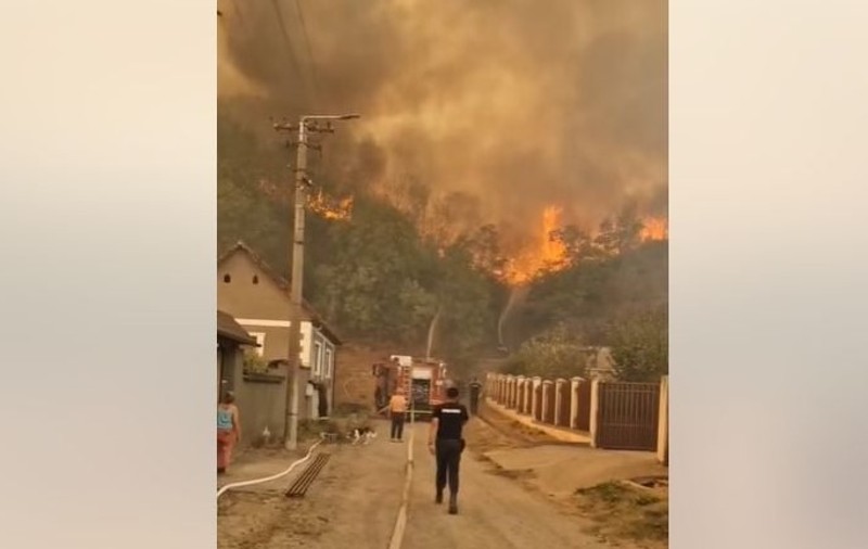 Incendiu de vegetație uriaș în Reșița. Flăcările au ajuns lângă case: „Renunțați la practica ilegală de ardere a pășunilor”