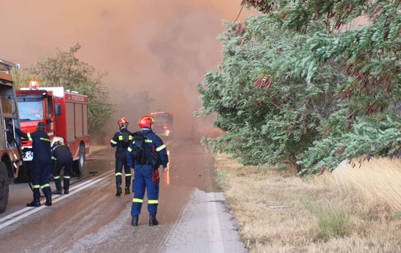 Pompierii români luptă cu un incendiu violent din regiunea grecească Attica. Mai multe locuințe, cuprinse de flăcări
