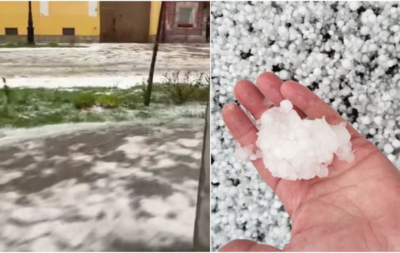 Grindina a făcut prăpăd în România. Imagini cu străzi inundate și curți acoperite cu un strat mare de gheață | Video