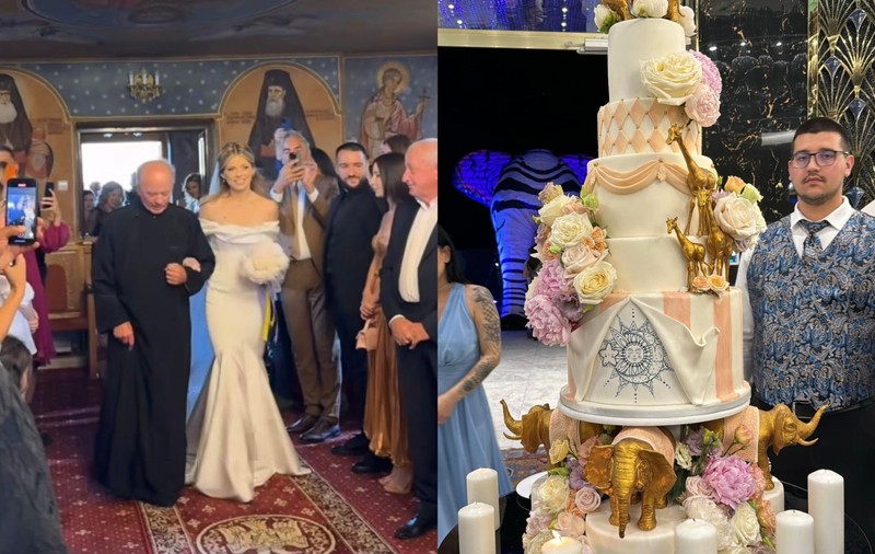 Imagini de la nunta Roxanei Hulpe. Tatăl preot a condus-o la altar, iar Cabral și Andreea Ibacka au fost nași
