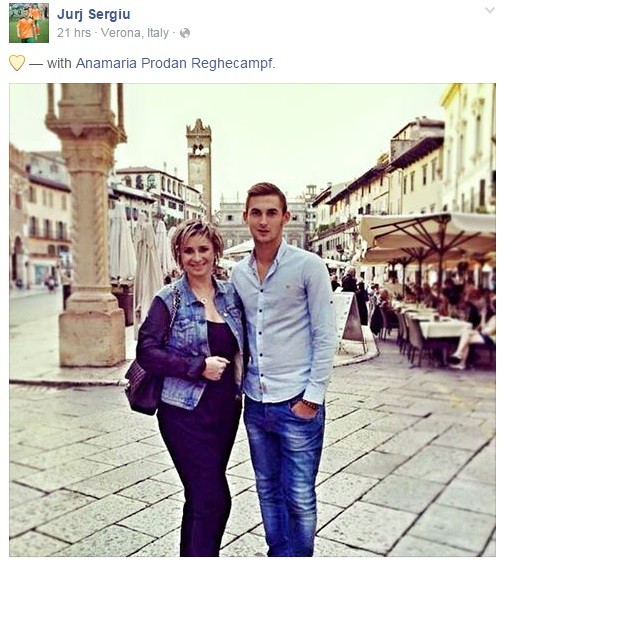 Anamaria Prodan și Sergiu Jurj în Verona. foto: Facebook.com