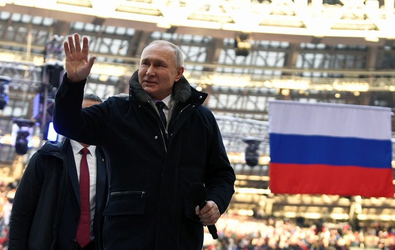 Rusia luptă pentru „teritoriile sale istorice”, a spus Putin, într-un discurs scurt, pe scena unui  uriaș concert patriotic din Moscova