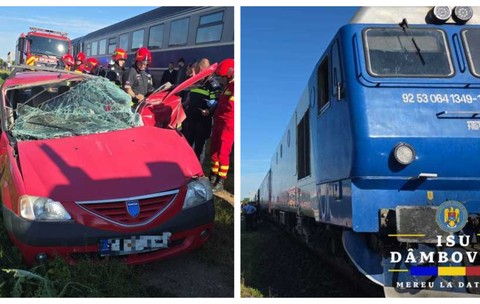 O șoferiță a murit după ce mașina pe care o conducea a fost zdrobită de un tren cu 100 de persoane la bord, în Găești