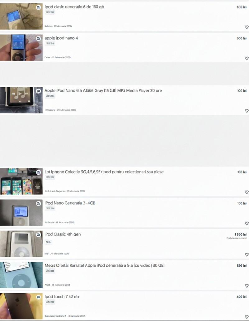 Prețurile pentru un iPod pornesc de la 100 de lei pe OLX Foto: Captură ecran