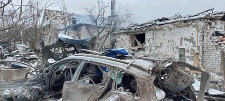 Așa arată o parte din orașul ucrainean Jîtomîr după atacurile rușilor din 2 martie. Foto: Hepta