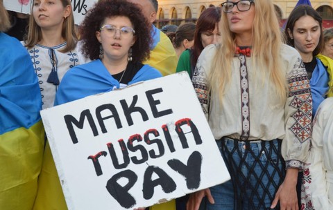 Manifestație împotriva crimelor comise de ruși în Ucraina. Imagine cu caracter ilustrativ Sursa foto: Profimedia