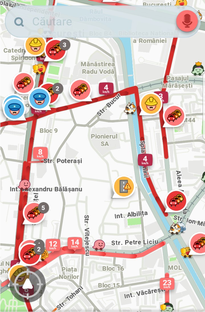 Dimineaţa, viteza medie de deplasare în Bucureşti este de aproximativ 12-14 km/h