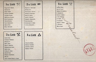 Așa arăta unul dintre buletinele de vot pentru primele alegeri din România, în 1919. FOTO roaep.ro