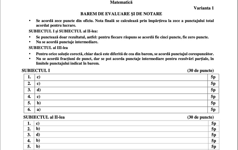 Subiectele la matematică la Evaluarea Națională 2026. Ce a picat la a doua probă a examenelor pentru clasa a 8-a