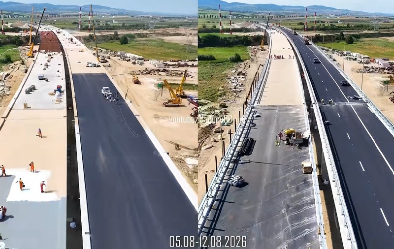 Lucrările la pasajul de la Cleja se apropie de final. Imagini noi cu viaductul de 1.215 metri de pe Autostrada Moldovei A7