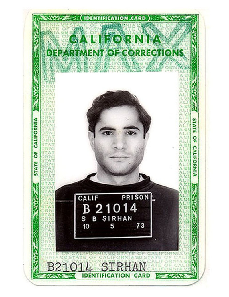 Oct 05, 1973 - San Quentin, California, USA - SIRHAN SIRHAN, who assassinated R. Kennedy in Jun. 1968, is seen below in a 1973 California Department of Corrections identification card (he was photographed at San Quentin prison.