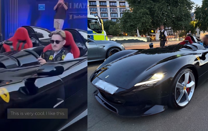 Un polițist a condus un Ferrari extrem de rar, confiscat în trafic, și a fost în culmea fericirii: „Cea mai bună zi din cariera lui”