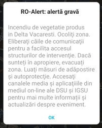 Ulterior, a fost emis mesaj prin sistemul Ro-Alert, locuitorii din zonă fiind sfătuiți să evite zona și să nu se apropie
