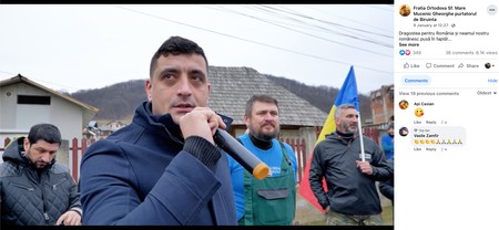 Postare de pe pagina de FB a Frăţiei Ortodoxe în care apare George Simion alături de liderul Frăţiei Ortodoxe - Dan Ciprian Grăjdeanu. Cei doi au mai apărut împreună şi cu alte ocazii